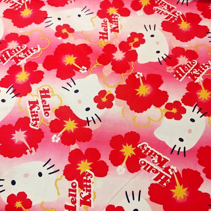 Hello Kitty and Tropical Flowers 2 color! 1 Yard Medium Thickness Plain Cotton Fabric, Fabric by Yard, Yardage (Copy)