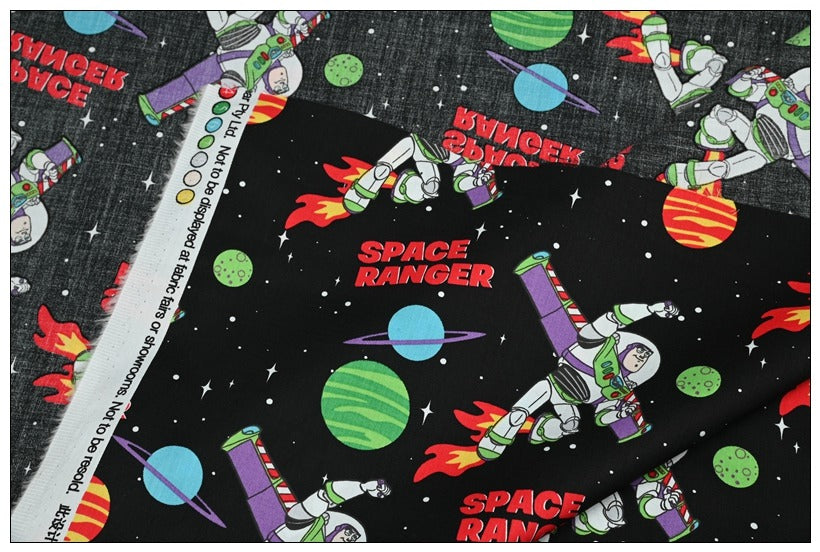 Space Ranger the Toys ! 1 Yard of Quality Printed Cotton Fabrics by Yard, Fabric Yardage Comics Fabrics Draft Grinch Christmas