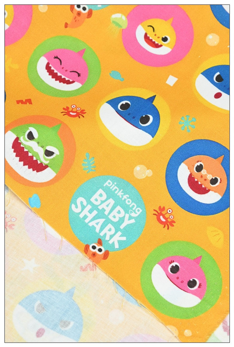 the Baby Shark Cartoon 10 Prints! 1 Yard Printed Cotton Fabric, Fabric by Yard, Yardage Fabrics, Children  Kids