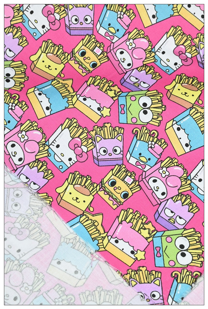 Sanrio French Fry! 1 Yard Medium Thickness Plain Cotton Fabric, Fabric by Yard, Yardage 202411