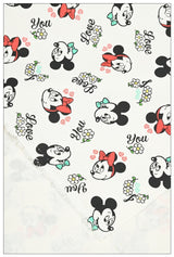 I LOVE YOU Mickey and Minnie Floral! 1 Yard High Quality Stiff Cotton Toile Fabric, Fabric by Yard, Yardage Cotton Canvas Fabrics for Bags