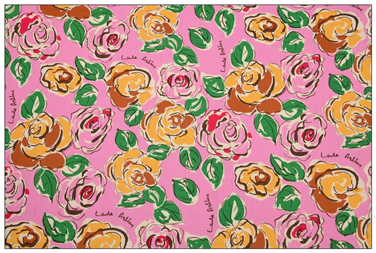 Laura Ashley Pink Roses Floral! 1 Yard Medium Thickness Plain Cotton Fabric, Fabric by Yard, Yardage