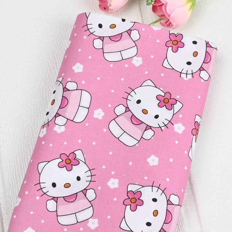 Hello Kitty Pink 2 prints! 1 Yard Medium Thickness Plain Cotton Fabric, Fabric by Yard, Yardage