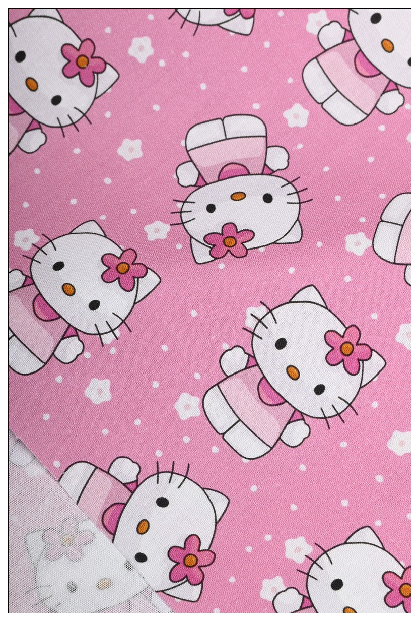 Hello Kitty Pink 2 prints! 1 Yard Medium Thickness Plain Cotton Fabric, Fabric by Yard, Yardage