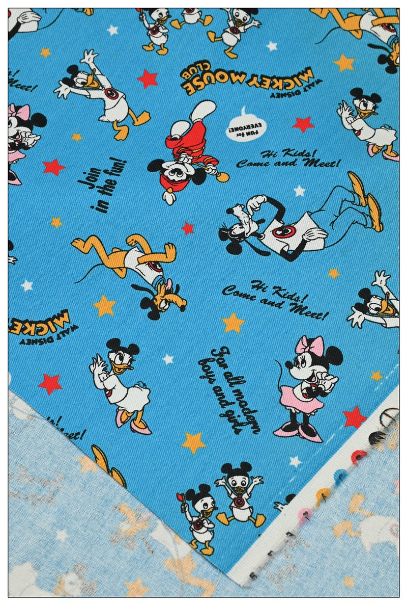 Mickey Mouse Club blue! 1 Yard Heavy Weight Twill Cotton Fabric, Fabric by Yard, Yardage Cotton Fabrics for  Style Garments, Bags (Copy) (Copy)