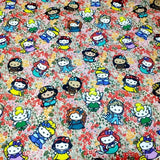 Hello Kitty Princess with Floral! 1 Meter Printed Cotton Fabric, Fabric by Yard, Yardage Bag Fabrics, Children Fabrics, Kids, Japanese