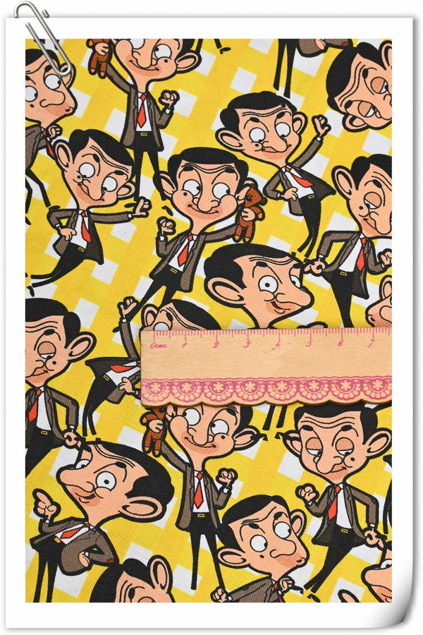 Mr. Bean Cartoon! 1 Yard Medium Thickness Plain Cotton Fabric, Fabric by Yard, Yardage