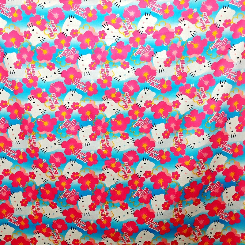 Hello Kitty and Tropical Flowers 2 color! 1 Yard Medium Thickness Plain Cotton Fabric, Fabric by Yard, Yardage (Copy)