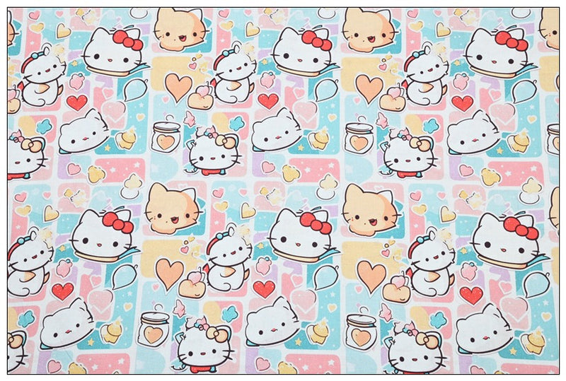 Hello Kitty and Cartoon Friends 2 Colors! 1 Yard Medium Thickness Plain Cotton Fabric, Fabric by Yard, Yardage (Copy)