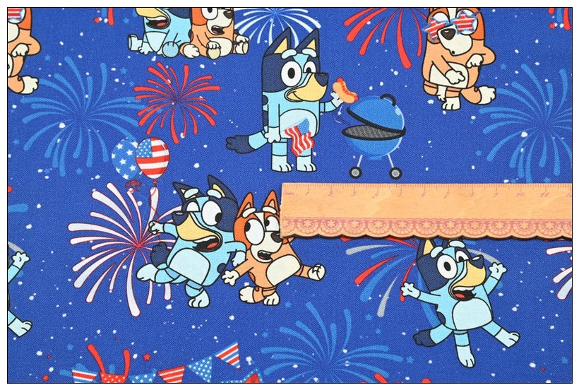 Bluey the Aussie Cartoon Dog 10 Prints! 1 Yard Quality Medium Thickness Plain Cotton Fabric, Fabric Aussie 2408