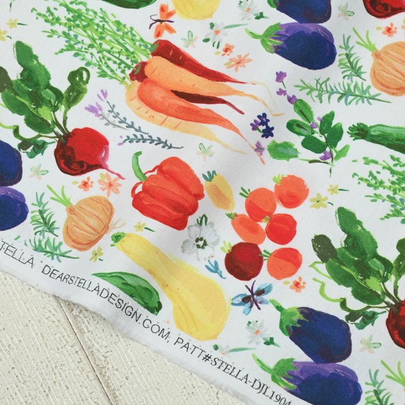 Botany Plants Book Vegetables! 1 Yard Cotton Plain Fabric, Fabric by Yard, Yardage Cotton Canvas Fabrics for Bags