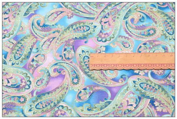 Fantasy Paisley blue 2 Patterns! 1 Yard Quality Printed Cotton, Fabrics by Yard, Fabric Yardage Fabrics Japanese Style (Copy)