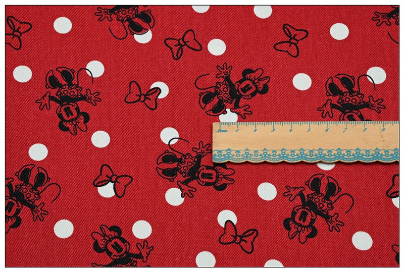 Minnie Polka Dots red! 1 Yard Heavy Weight Twill Cotton Fabric, Fabric by Yard, Yardage Cotton Fabrics for  Style Garments, Bags (Copy)