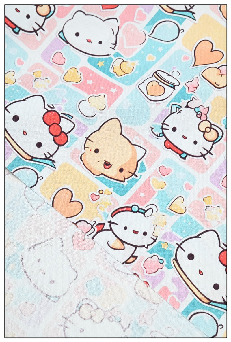 Hello Kitty and Cartoon Friends 2 Colors! 1 Yard Medium Thickness Plain Cotton Fabric, Fabric by Yard, Yardage (Copy)