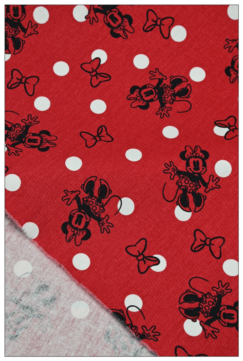 Minnie Polka Dots red! 1 Yard Heavy Weight Twill Cotton Fabric, Fabric by Yard, Yardage Cotton Fabrics for  Style Garments, Bags (Copy)