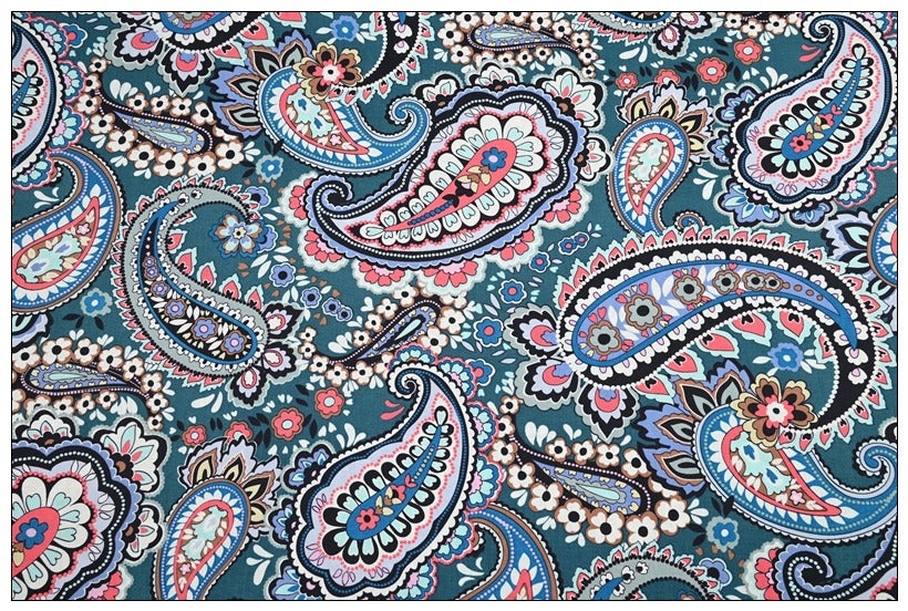 Red White & Blossoms _ Haymarket Paisley Jewel_Botanical Paisley! 1 Meter Quality Printed Cotton Fabrics by Yard, Vera Bradley Retired