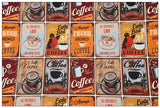 Cafe and Fast Food Themed 5 Prints ! 1 Yard Medium Thickness Cotton Fabric, Fabric by Yard, Yardage Cotton Fabrics for Style Clothes, Bags