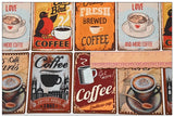 Cafe and Fast Food Themed 5 Prints ! 1 Yard Medium Thickness Cotton Fabric, Fabric by Yard, Yardage Cotton Fabrics for Style Clothes, Bags