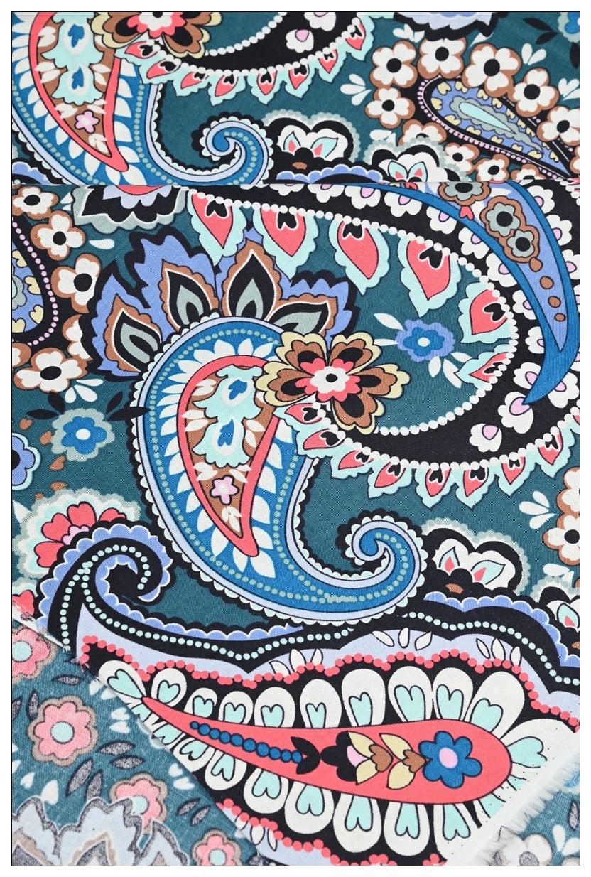 Red White & Blossoms _ Haymarket Paisley Jewel_Botanical Paisley! 1 Meter Quality Printed Cotton Fabrics by Yard, Vera Bradley Retired