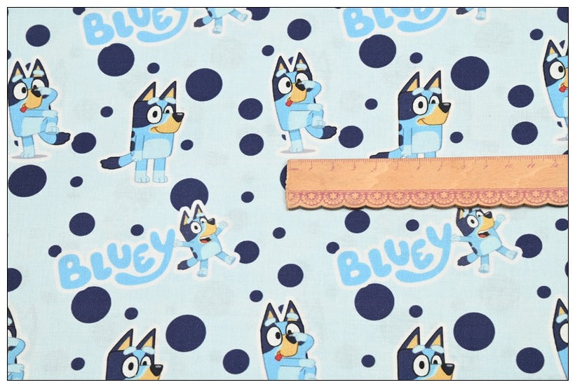 Bluey the Aussie Cartoon Series Dog 4 Prints! 1 Yard Quality Medium Thickness Plain Cotton Fabric, Fabric Aussie 2411