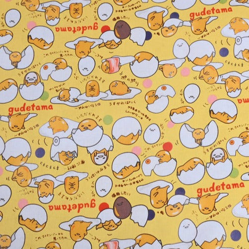 Gudetama the eggs with words Yellow! 1 Yard Printed Cotton Fabric by Yard, Yardage Cotton Fabrics for  Style Garments, Bags