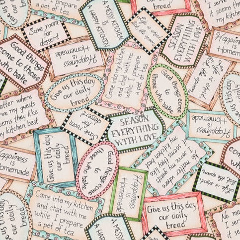 Bakery Quotations Tags ! 1 Yard Medium Thickness Cotton Fabric, Fabric by Yard, Yardage Cotton Fabrics for Style Clothes, Bags