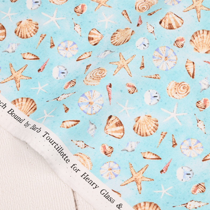 Marine Animals Shells blue! 1 Yard Medium Thickness Plain Cotton Fabric, Fabric by Yard, Yardage