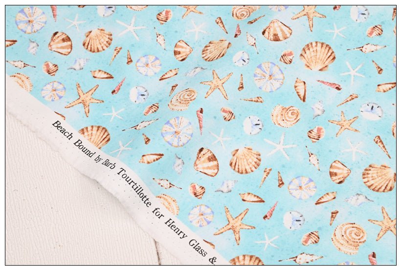 Marine Animals Shells blue! 1 Yard Medium Thickness Plain Cotton Fabric, Fabric by Yard, Yardage