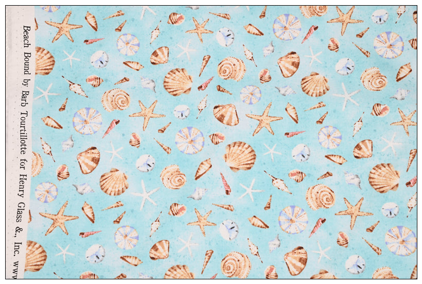 Marine Animals Shells blue! 1 Yard Medium Thickness Plain Cotton Fabric, Fabric by Yard, Yardage