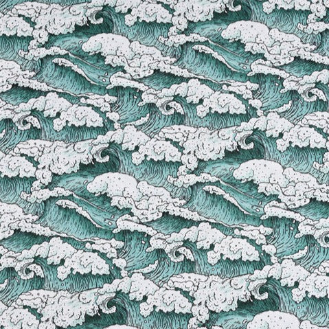 Japanese Style Sea Wave Ukiyo-e 4 Prints! 1 Yard Quality Printed Cotton, Fabrics by Yard, Fabric Yardage Floral Fabrics Japanese Style