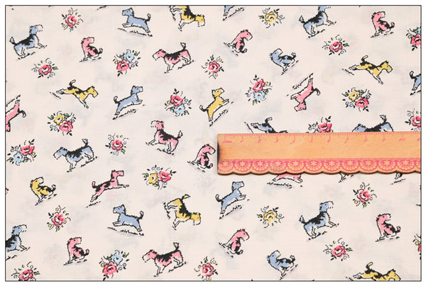 Terriers Dogs! 1 Meter Light Weight Printed Fabric, Fabric by Yard, Yardage Fabrics, Children  Kids