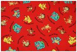Pokemon Pikachu Red! 1 Yard Plain Cotton Fabric, Fabric by Yard, Yardage Cotton Fabrics for Style Garments, Bags