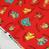 Pokemon Pikachu Red! 1 Yard Plain Cotton Fabric, Fabric by Yard, Yardage Cotton Fabrics for Style Garments, Bags