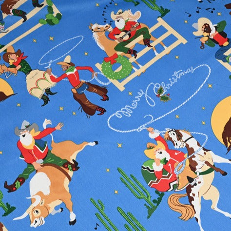Cowboy Santa Claus Texas Merry Christmas! 1 Yard Medium Weight Printed Fabric, Fabric by Yard, Yardage Fabrics, Children  Kids