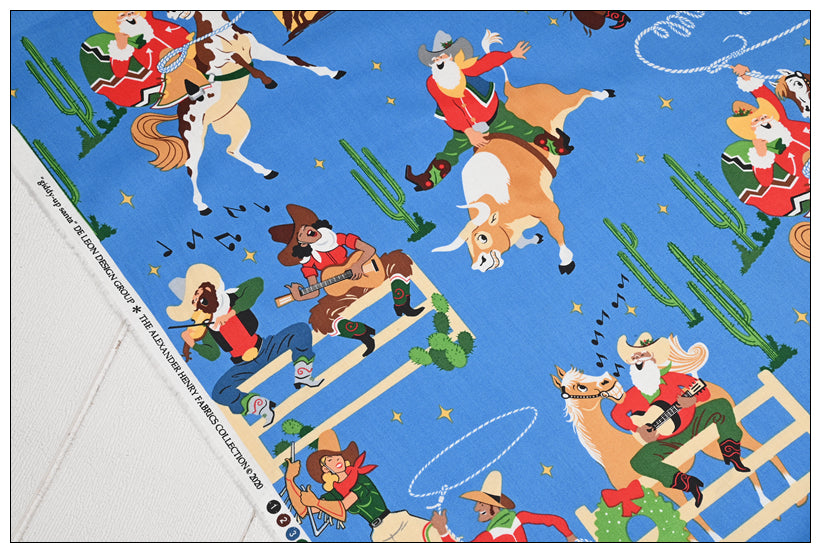 Cowboy Santa Claus Texas Merry Christmas! 1 Yard Medium Weight Printed Fabric, Fabric by Yard, Yardage Fabrics, Children  Kids