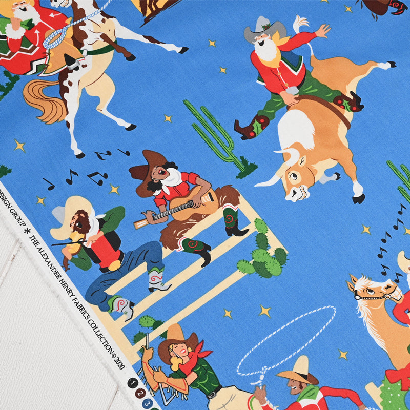 Cowboy Santa Claus Texas Merry Christmas! 1 Yard Medium Weight Printed Fabric, Fabric by Yard, Yardage Fabrics, Children  Kids