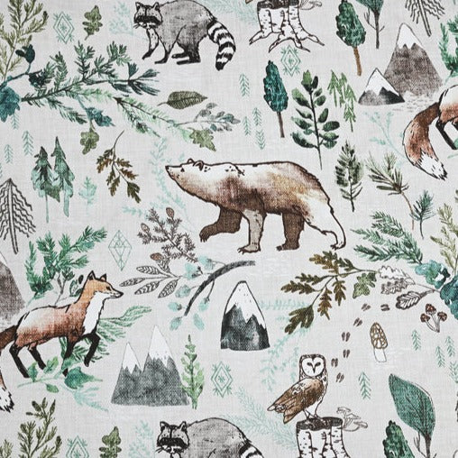 Little Forest Animals and Trees! 1 Yard Medium Weight Cotton Fabric by Yard for Style Clothes, Bags