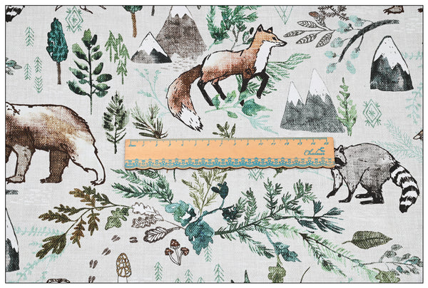 Little Forest Animals and Trees! 1 Yard Medium Weight Cotton Fabric by Yard for Style Clothes, Bags