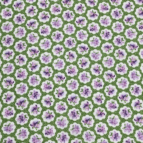 Green and Voilet Small Floral! 1 Yard Medium Weight Plain Cotton Fabric, Fabric by Yard, Yardage Cotton Fabrics for  Style Garments, Bags
