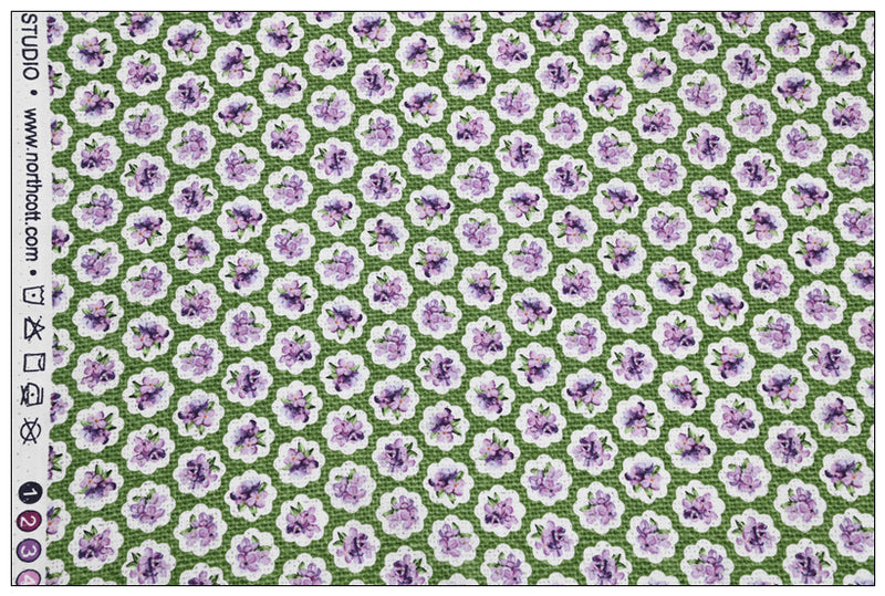 Green and Voilet Small Floral! 1 Yard Medium Weight Plain Cotton Fabric, Fabric by Yard, Yardage Cotton Fabrics for  Style Garments, Bags