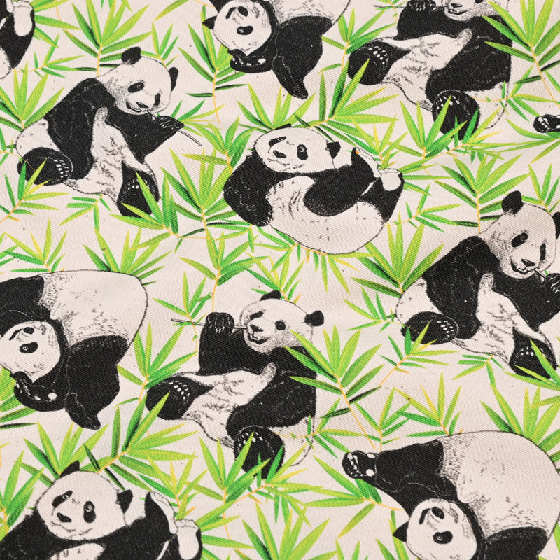 Panda and Bamboo ! 1 Yard High Quality Stiff Cotton Toile Fabric, Fabric by Yard, Yardage Cotton Canvas Fabrics for Bags