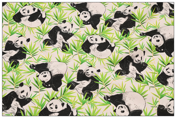 Panda and Bamboo ! 1 Yard High Quality Stiff Cotton Toile Fabric, Fabric by Yard, Yardage Cotton Canvas Fabrics for Bags