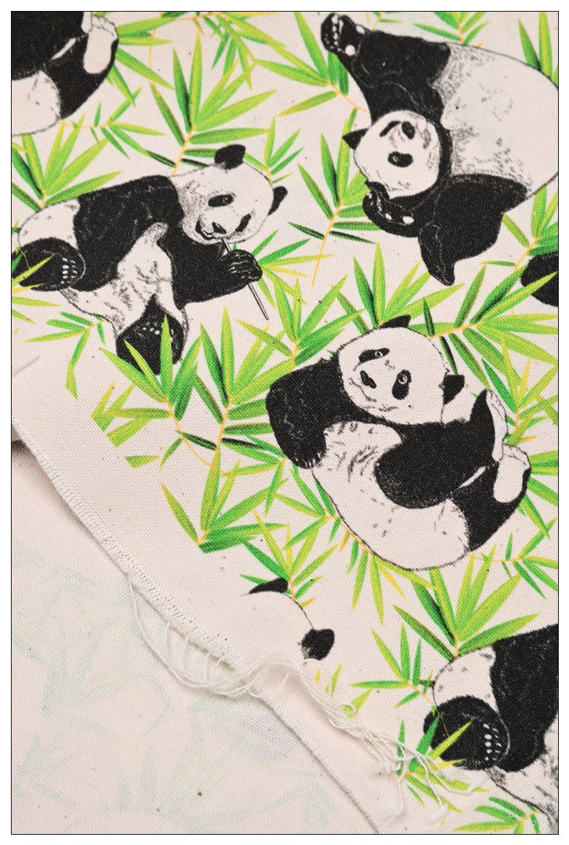 Panda and Bamboo ! 1 Yard High Quality Stiff Cotton Toile Fabric, Fabric by Yard, Yardage Cotton Canvas Fabrics for Bags