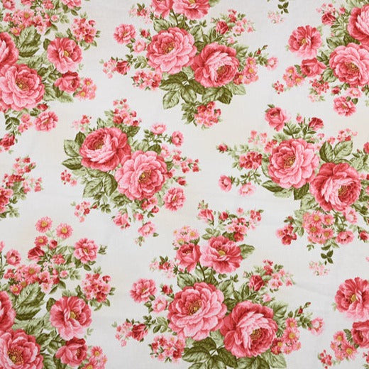 Retro Roses Floral! 1 Yard Medium Thickness Plain Cotton Fabric, Fabric by Yard, Yardage