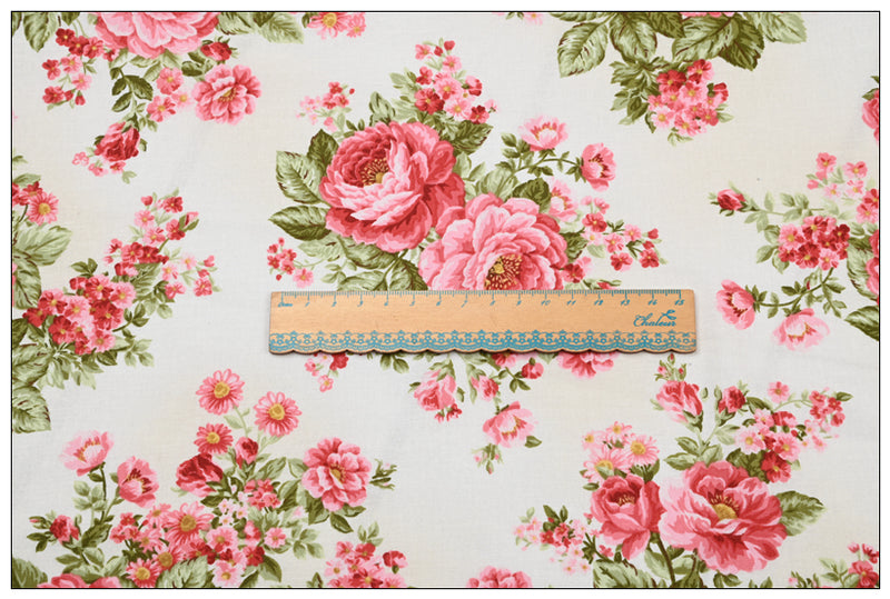 Retro Roses Floral! 1 Yard Medium Thickness Plain Cotton Fabric, Fabric by Yard, Yardage