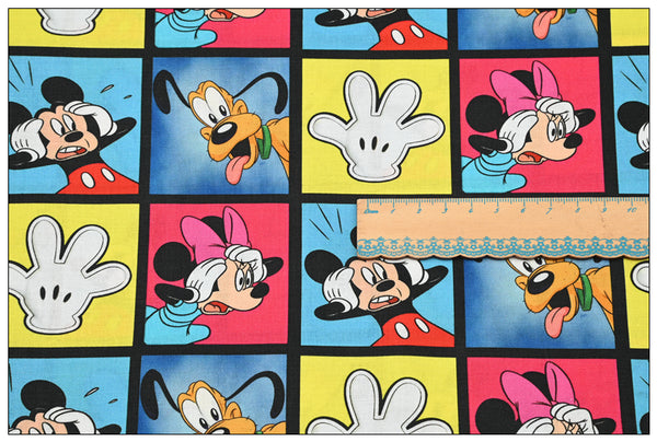 Mickey Snapshots! 1 Yard Plain Cotton Fabric by Yard, Yardage Cotton Fabrics for Style Craft Bags (Copy)