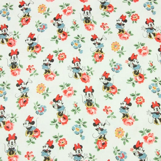 Minnie with Flowers! 1 Yard High Quality Stiff Cotton Toile Fabric, Fabric by Yard, Yardage Cotton Canvas Fabrics for Bags