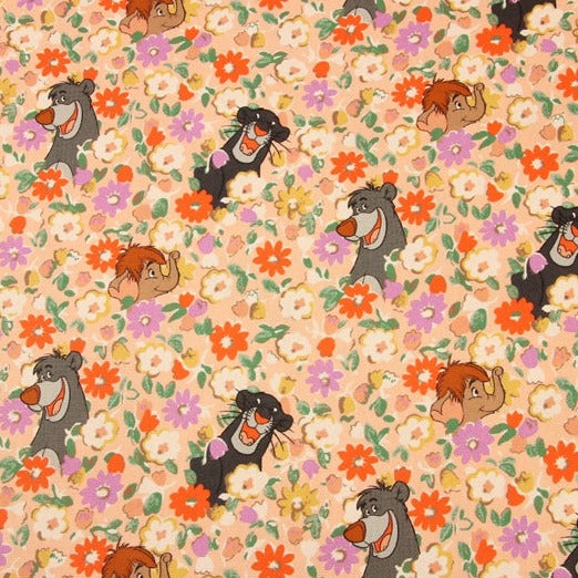 Tarzan Animals Floral! 1 Yard High Quality Stiff Cotton Toile Fabric, Fabric by Yard, Yardage Cotton Canvas Fabrics for Bags