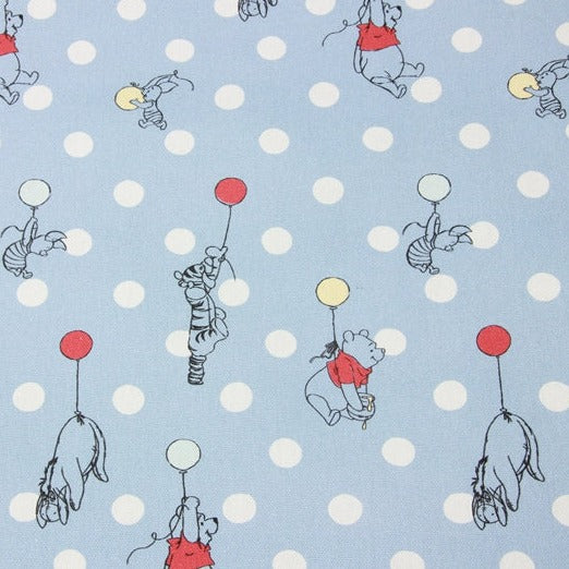 Winnie with Friends Balloons Dots! 1 Yard High Quality Stiff Cotton Toile Fabric, Fabric by Yard, Yardage Cotton Canvas Fabrics for Bags
