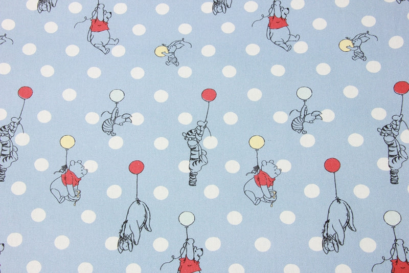 Winnie with Friends Balloons Dots! 1 Yard High Quality Stiff Cotton Toile Fabric, Fabric by Yard, Yardage Cotton Canvas Fabrics for Bags